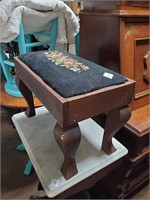 Vtg. Needlepoint Stool