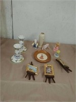 Figurines candle holders wooden plate vases mini