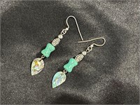 Turquoise and Leaf Dangle Earrings