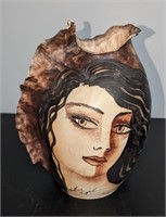 Artistic Vase Woman's Face Sign by Artist Pottery