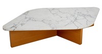 Kagan Style X Frame Marble Top Low Table, 20th C.