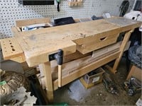 Handcrafted table with lumber pieces