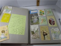 LARGE VINTAGE SCRAPBOOK FULL OF CARDS ETC.