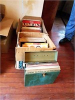 Vinyl records and record case