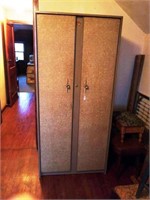Mid century metal 2 door wardrobe.  66hx30wx21d
