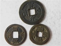 3 Chinese Tong Bao coins