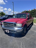 2002 FORD F-350 SUPER DUTY RED, 4 DOOR TRUCK,