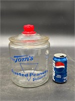 TOMS TOASTED PEANUTS GLASS STORE JAR WITH LID