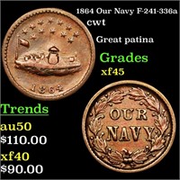 1864 Our Navy F-241-336a cwt Grades xf+
