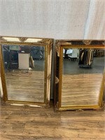 2pc Gilt Accented Crackle Mirrors: Black, White