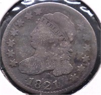 1821 BUST DIME VG