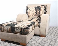 Contemporary Upholstered Easy Chair & Ottoman