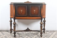 Antique Inlaid Carved Wood Mini Sideboard/Buffet