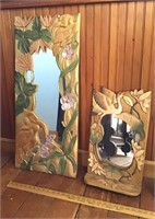 Pair of wood carved framed mirrors