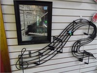 2 PC - METAL MUSIC WALL DÉCOR & FRAMED PIANO PICTU