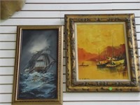 2 PC OIL ON CANVAS & ACRYLIC ON CANVAS OF SAILING
