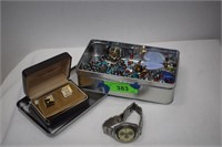 Tin w/ Fred Belay Quartz Watch, Cuff Links & More