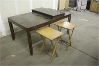 KITCHEN TABLE, 42"x66" WITH (1) LEAF, 18" AND