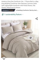 NEW King Size 7 Pc Bed in a Bag, Oatmeal