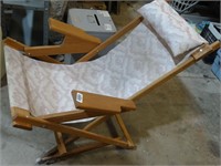 Folding Wood & Cloth Patio Chair