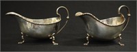 Near pair George V sterling silver Sauce Jugs
