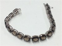Bracelet 7 1/2 Inches China 925 Silver With Smoky