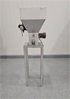 TALL METAL HOPPER W GRINDER ON STAND