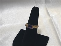 14k Rope Twist Mounting And  Amethyst Ring