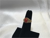 14k Filigree Mounting With  Coral Cabochon