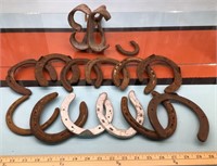 Old horseshoes and branding iron
