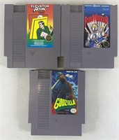 3pc Vtg Nintendo NES Videogames w/ Godzilla