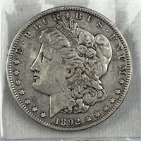1892 Morgan Silver Dollar, US $1 Coin