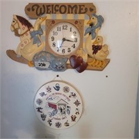 Clock and plate on wall