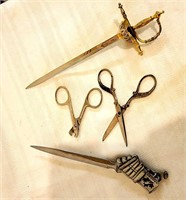 Two Letter Openers & Small Scissors