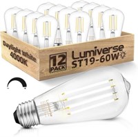 E26 Vintage LED Edison Bulbs 4000K  12 Pack