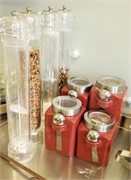 ACRYLIC PEPPER MILLS & RED CANISTER SET