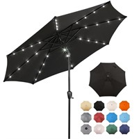TE9015  Sun-Ray Solar Patio Umbrella, 9 ft. Black