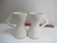 2 White Mugs Shape Like Bodies