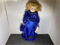 16" Premier Porcelain Doll Blue Dress