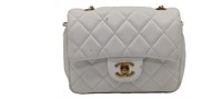 CC White Quilted Leather Half-Flap Bag