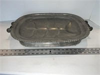 Vintage pewter hot water warming tray