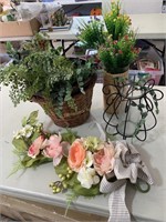 Faux Plants and Greenery Candle Holder Baskets