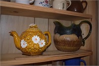 Vintage Teapot & Signed Pottery Pitcher