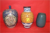3pc Vases, Ginger Jars drilled for lamps;
