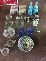 Glassware assorted variety, figurines, plates,
