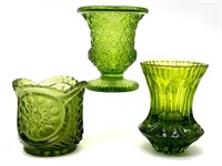 Green Glass Toothpick Holders 2.5” Tall and