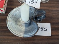 Signed Pottery Candleholder