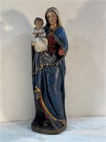 Lrg. Painted Carved Mother Mary Figure