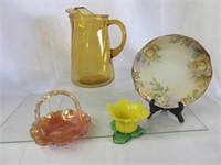 Assorted Floral Decor & Glass Items