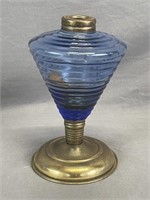 Blue Pedestal Oil Lamp